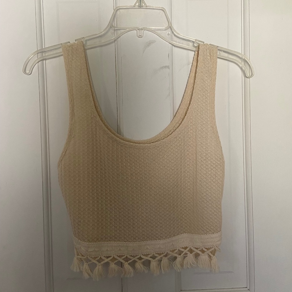Tan Tassel Tank
